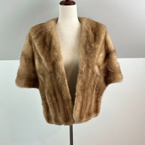 Vintage Mink Fur Stole Cape The Palace Ben Kreitman, Furs OSFM EUC Pockets